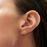 14k Rose Baguette and Round Diamond Bow Stud Earrings Ferkos Fine Jewelry