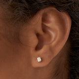 14k Rose Emerald Cut Bezel Setting Stud Earrings Ferkos Fine Jewelry
