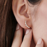14k Rose Baguette and Round Diamond Ear Crawler Earrings Ferkos Fine Jewelry