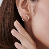14k Rose Marquise Looking Round Diamond Cluster Studs