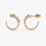 14k Rose Marquise Looking Round Diamond Cluster Studs