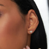 14K Rose Gold Mini Baguette Diamond Heart Studs Ferkos Fine Jewelry