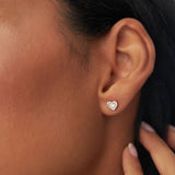 14K Rose Gold Mini Baguette Diamond Heart Studs Ferkos Fine Jewelry