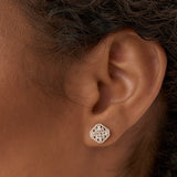 14k Rose Baguette Diamond Earrings in Halo Setting Ferkos Fine Jewelry