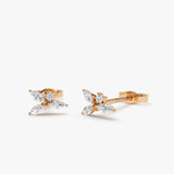 14K Marquise Diamond Cluster Studs 14K Rose Gold Ferkos Fine Jewelry