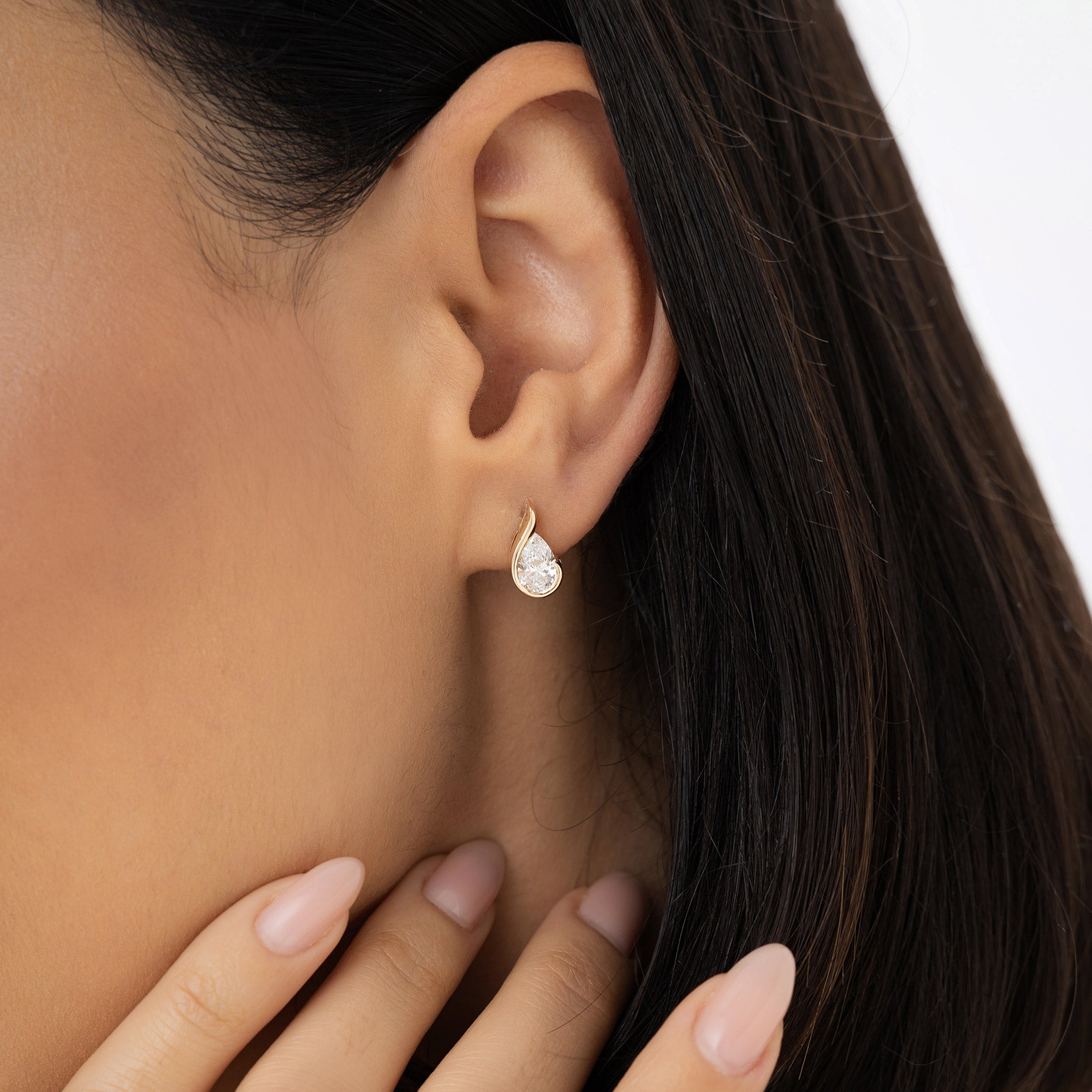 1.50 ctw 14k Pear Shaped Unique Lab Grown Diamond Studs - Eden  Ferkos Fine Jewelry