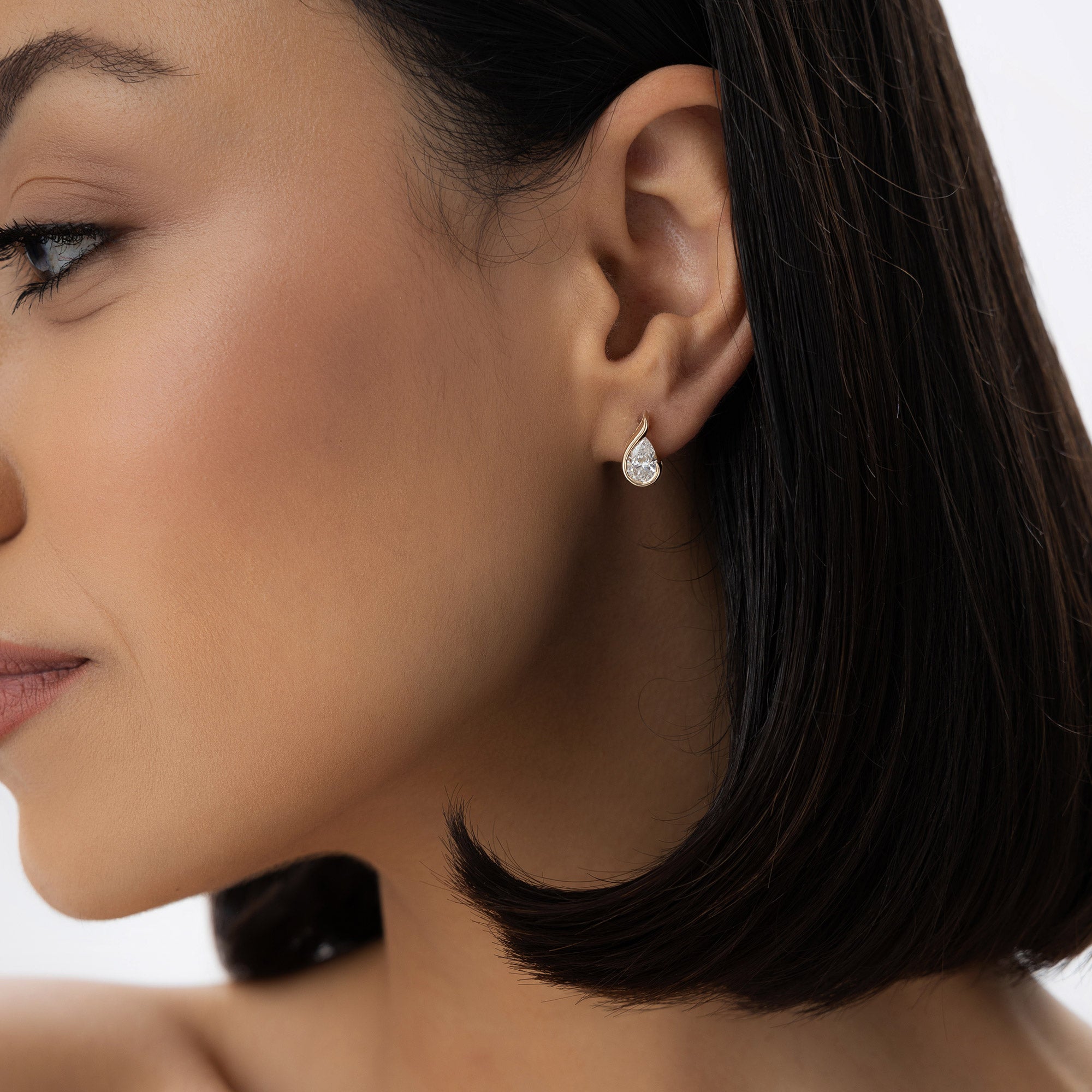 1.50 ctw 14k Pear Shaped Unique Lab Grown Diamond Studs - Eden  Ferkos Fine Jewelry