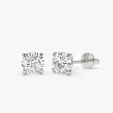 1.00 ctw 14k Classic Four Prong Lab Grown Round Diamond Studs - Verdo 14k White Gold Ferkos Fine Jewelry