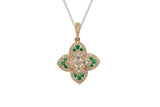 14k Gold Diamond and Emerald Flower Charm