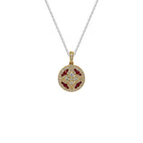 14k Gold Ruby and Diamond Floral Design Necklace