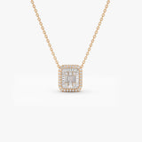 14k Rose Unique Baguette Diamond Statement Necklace