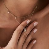 14K Rose Pear Shaped Illusion Setting Halo Diamond Necklace