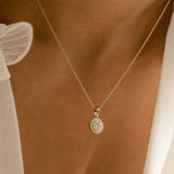 14k Rose Diamond Round Illusion Cluster Necklace