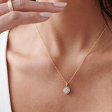 14k Rose Diamond Round Illusion Cluster Necklace