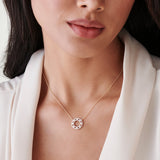 14k Rose Full Circle Baguette & Round Diamond Necklace