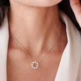 14k Rose Full Circle Baguette & Round Diamond Necklace