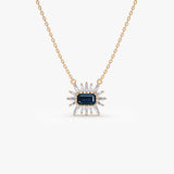 14k Tapered Baguette Diamond & Sapphire Necklace 14K Rose Gold Ferkos Fine Jewelry