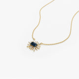 14k Tapered Baguette Diamond & Sapphire Necklace  Ferkos Fine Jewelry