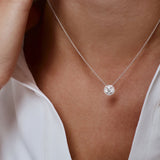 0.90 ctw 14K Halo Setting Round Brilliant Cut Lab Grown Diamond Necklace - Ana  Ferkos Fine Jewelry