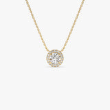 0.90 ctw 14K Halo Setting Round Brilliant Cut Lab Grown Diamond Necklace - Ana 14K Gold Ferkos Fine Jewelry