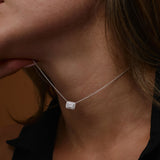 0.90 ctw 14K Halo Setting Emerald Cut Lab Grown Diamond Necklace - Taylor  Ferkos Fine Jewelry
