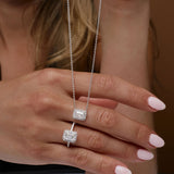 0.90 ctw 14K Halo Setting Emerald Cut Lab Grown Diamond Necklace - Taylor  Ferkos Fine Jewelry