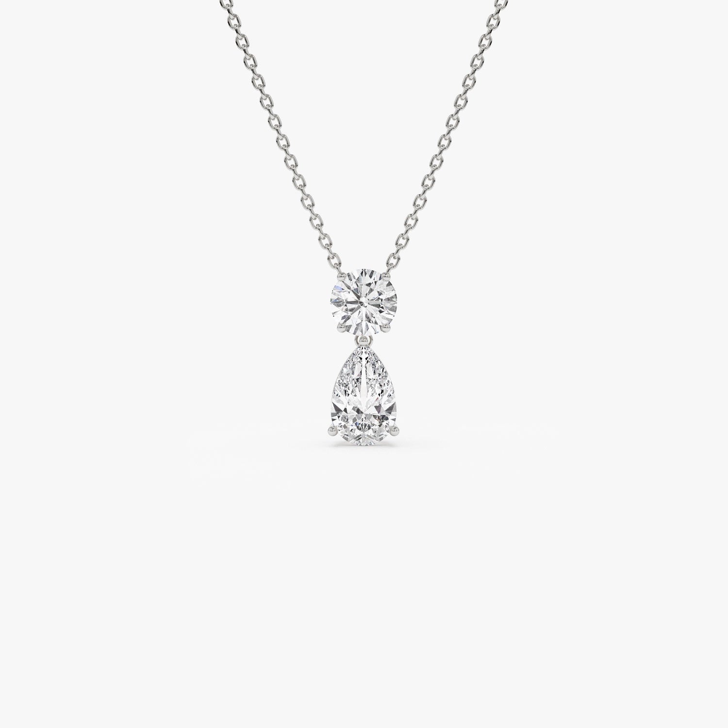 1.25 ctw 14K Basket Setting Pear Shape & Round Cut Lab Grown Diamond Necklace - Lila 14K White Gold Ferkos Fine Jewelry