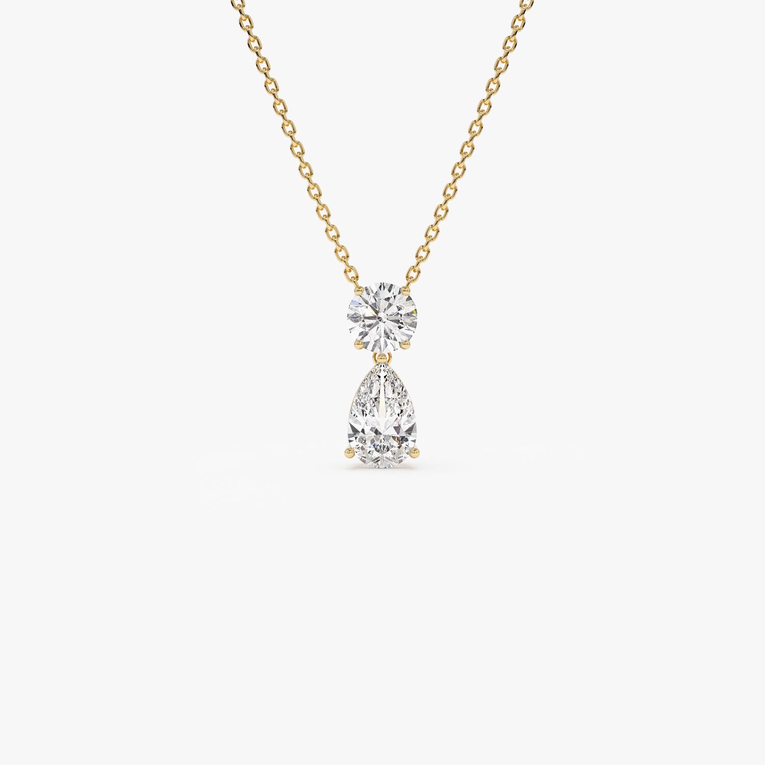 1.25 ctw 14K Basket Setting Pear Shape & Round Cut Lab Grown Diamond Necklace - Lila