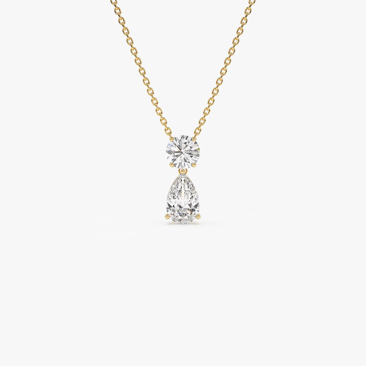 Mixed Shapes Diamond Pendant Necklace 14K Yellow Gold / Pear