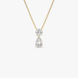 1.25 ctw 14K Basket Setting Pear Shape & Round Cut Lab Grown Diamond Necklace - Lila 14K Gold Ferkos Fine Jewelry