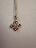 14k Gold Diamond and Emerald Flower Charm