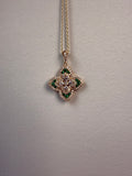 14k Gold Diamond and Emerald Flower Charm