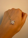 14k Gold Diamond and Ruby Flower Charm