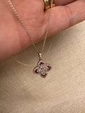 14k Gold Diamond and Ruby Flower Charm