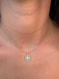 14k Gold Emerald and Diamond Floral Design Necklace