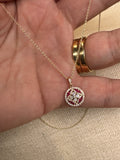 14k Gold Ruby and Diamond Floral Design Necklace