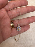 14k Gold Sapphire and Diamond Floral Design Necklace