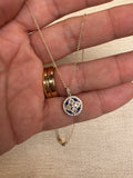 14k Gold Sapphire and Diamond Floral Design Necklace