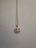 14k Gold Sapphire and Diamond Floral Design Necklace