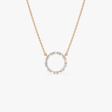 14k Baguette & Round Diamond Circle Necklace 14K Rose Gold Ferkos Fine Jewelry
