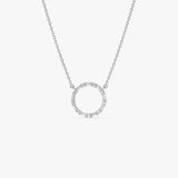 14k Baguette & Round Diamond Circle Necklace 14K White Gold Ferkos Fine Jewelry