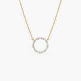 14k Baguette & Round Diamond Circle Necklace 14K Gold Ferkos Fine Jewelry