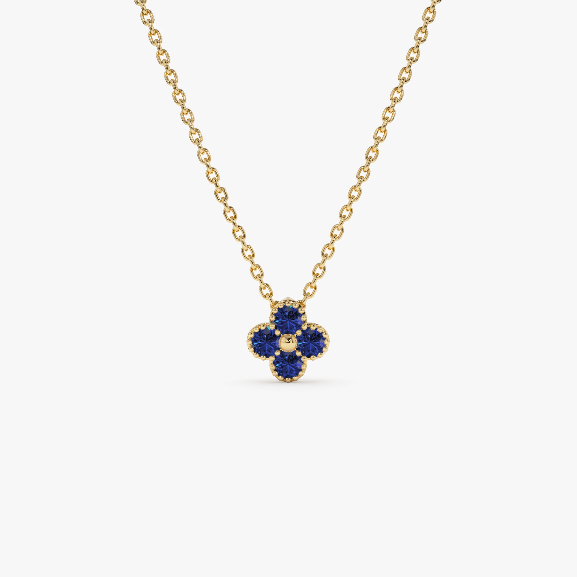 14k Sapphire Clover Beaded Necklace – Ferkos Fine Jewelry