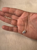 14k Gold Diamond by the Yard Necklace with Halo Marquise Center