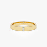 14K Gold Diamond Baguette Inlay Wedding Band
