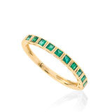 14K Gold Burnish Princess Cut Emerald Stacking Ring