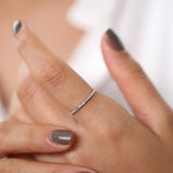 14K Rose Ultra Thin Half Eternity Baguette Diamond Stackable Ring