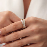 14k Baguette Diamond Crossover Ring  Ferkos Fine Jewelry