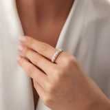 14k Dome Baguette Diamond Women's Anniversary Ring  Ferkos Fine Jewelry