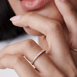 14k Dainty Stackable Full Eternity Baguette Diamond Ring  Ferkos Fine Jewelry